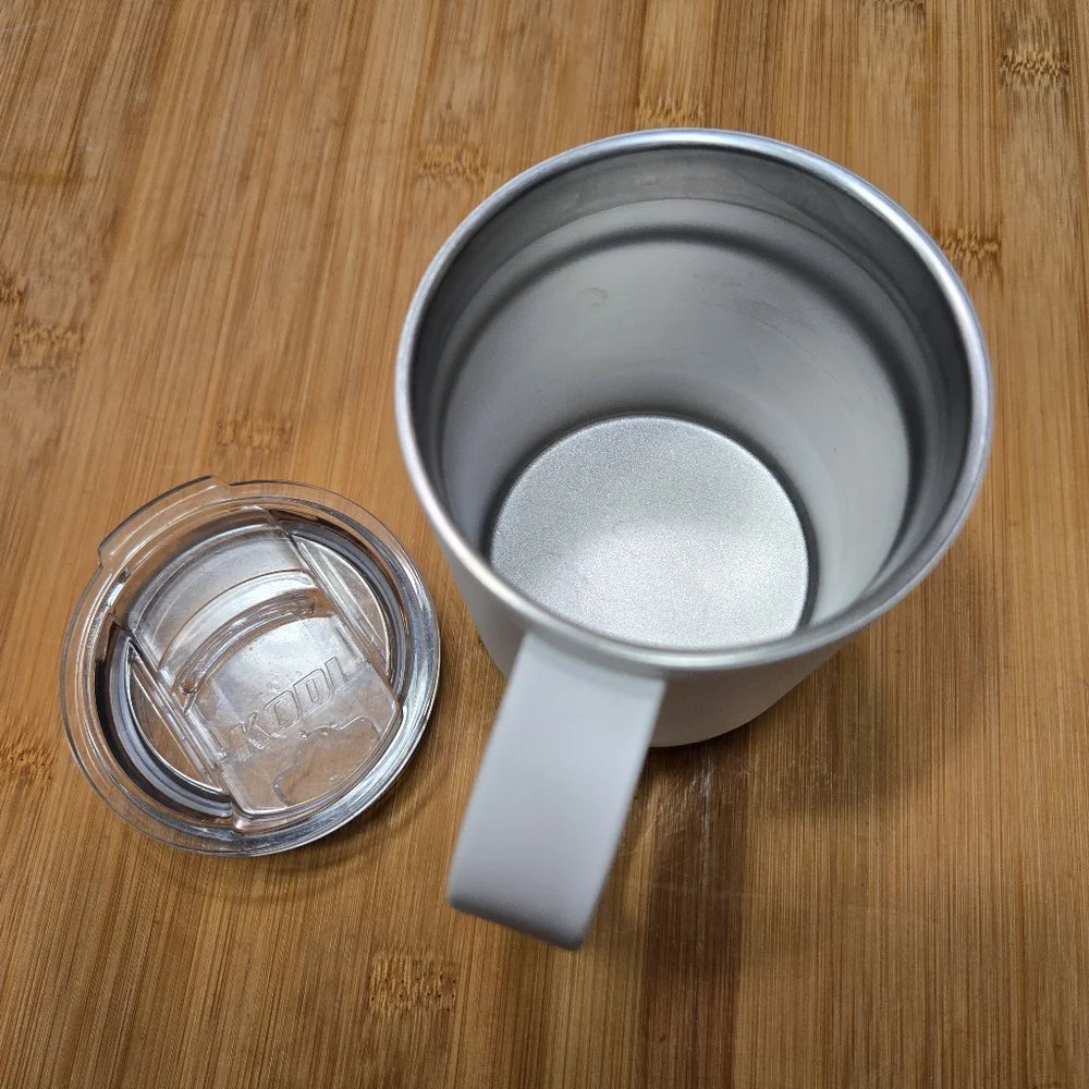 KODI mug by HEB White Matte Stainless Steel Mug with handle and lid